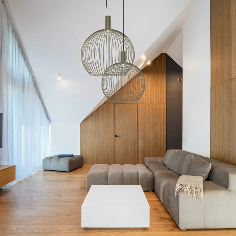 Grote eettafelhanglamp draad mat zand>Straluma Best