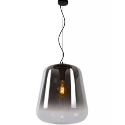 Grote hanglamp smoke glazen kap met zwart>Straluma Discount