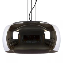 Grote hanglamp zwart met smoke glazen kap>Straluma Online