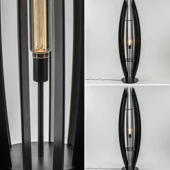 Grote houten vloerlamp mat zwart><noscript><img width=