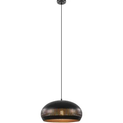 Grote koepel hanglamp zwart met goud 50 cm>Straluma Hot