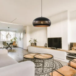 Grote koepel hanglamp zwart met goud 50 cm><noscript><img width=