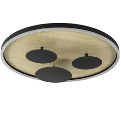 Grote LED plafondlamp zwart met houtlook dimbaar>Straluma Hot