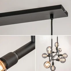 Grote 10-lichts eettafelhanglamp zwart exclusief lichtbronnen><noscript><img width=