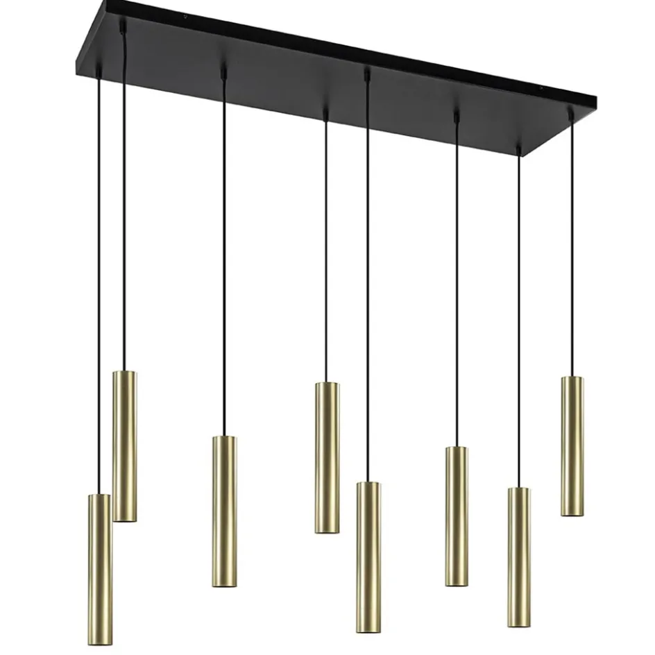 Grote 8-lichts hanglamp cilinder zwart met goud>Straluma Sale