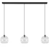 Grote 3-lichts hanglamp met helder glas en zwarte balk>Straluma Best