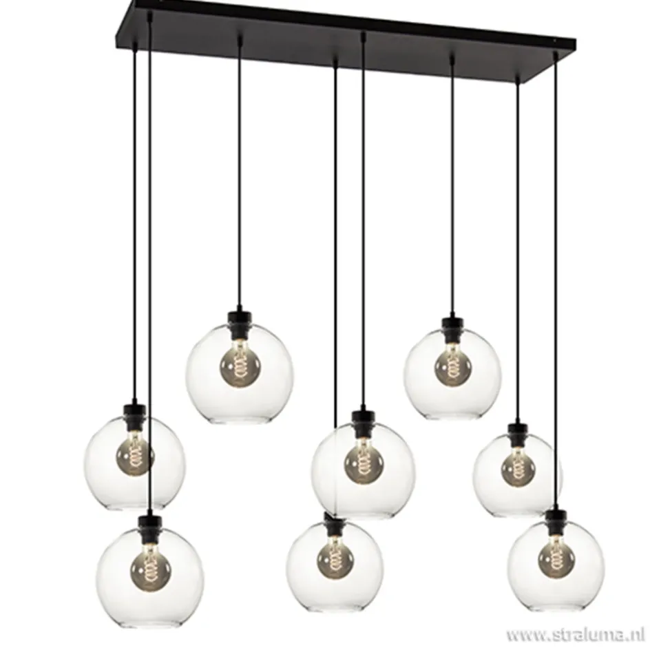 Grote 8-lichts multipendel/ hanglamp met helder glas>Straluma Hot