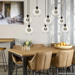 Grote 8-lichts multipendel/ hanglamp met helder glas><noscript><img width=