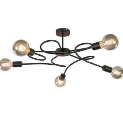 Grote 5-lichts plafondlamp zwart exclusief lichtbronnen>Straluma Clearance