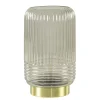Grote Lipa tafellamp batterijen warm licht grijs ribbel glas>Straluma