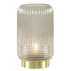 Grote Lipa tafellamp batterijen warm licht grijs ribbel glas>Straluma