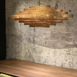 Grote metalen hanglamp ovaal brons><noscript><img width=