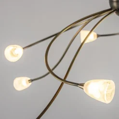 Grote plafondlamp brons met wit glas inclusief LED><noscript><img width=