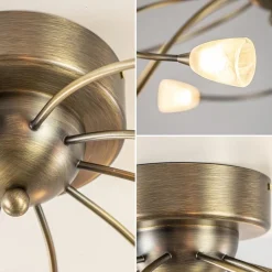 Grote plafondlamp brons met wit glas inclusief LED><noscript><img width=