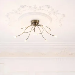 Grote plafondlamp brons met wit glas inclusief LED><noscript><img width=