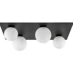 Grote plafondlamp rechthoekig zwart met witte bollen>Straluma Best
