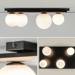 Grote plafondlamp rechthoekig zwart met witte bollen><noscript><img width=