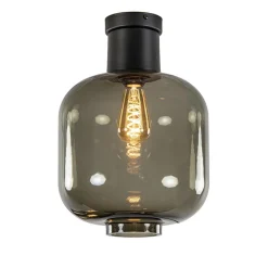Grote plafondlamp smoke glas met mat zwart>Straluma Sale