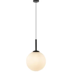 Grote retro hanglamp opaal glas met zwart>Straluma