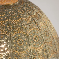 Grote tafellamp antiek messing met decoratief dessin><noscript><img width=