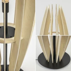 Grote vloerlamp blank hout met mat zwarte voet><noscript><img width=