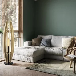 Grote vloerlamp blank hout met mat zwarte voet><noscript><img width=