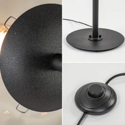 Grote vloerlamp 6-lichts zwart met smoke glazen bollen><noscript><img width=
