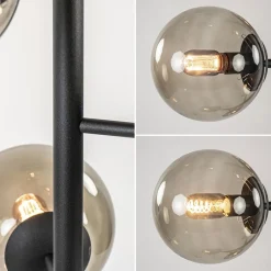 Grote vloerlamp 6-lichts zwart met smoke glazen bollen><noscript><img width=