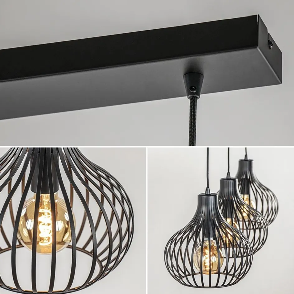 Hanglamp Aglio 28cm 3L op balk zwart>Straluma Online