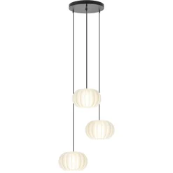 Hanglamp Arena 3L rond zwart/kap wit>Straluma New