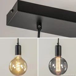 Hanglamp balk 110cm + 5x pendel zwart><noscript><img width=