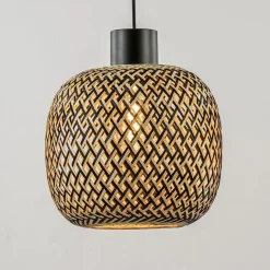 Hanglamp balk 3L zwart + bamboe><noscript><img width=