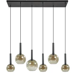 Hanglamp Bella Smoke 6L multipendel zwart/glas mix>Straluma New