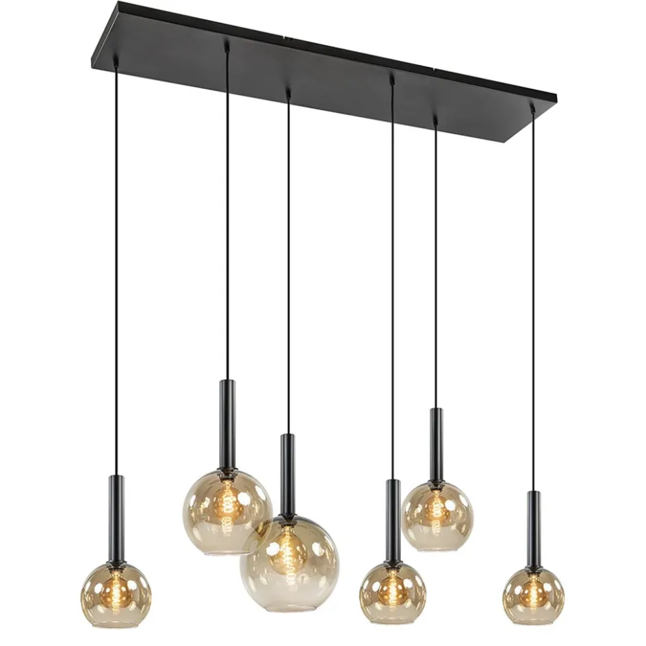 Hanglamp Bella Smoke 6L multipendel zwart/glas mix>Straluma New