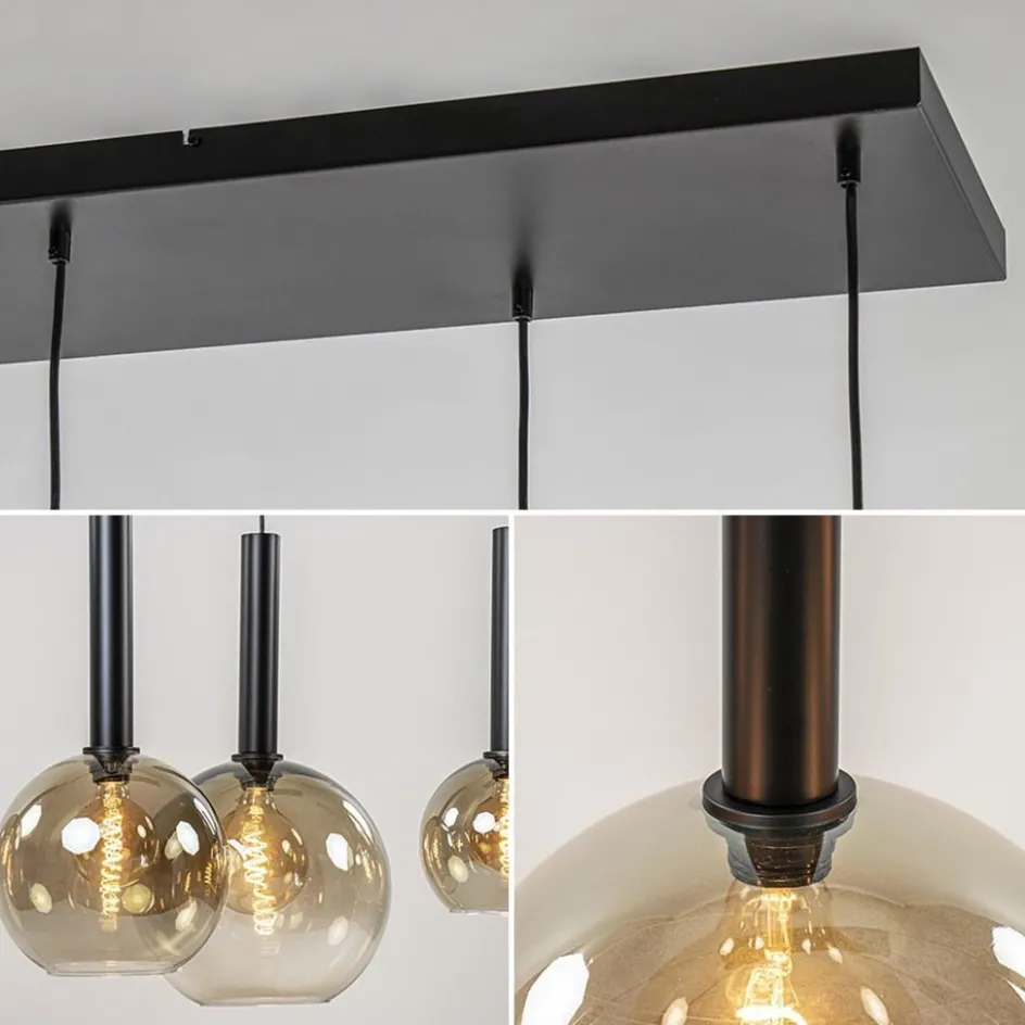Hanglamp Bella Smoke 6L multipendel zwart/glas mix>Straluma New