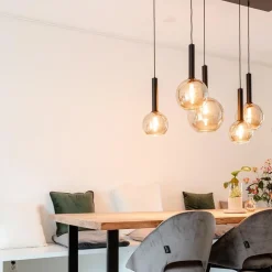 Hanglamp Bella Smoke 6L multipendel zwart/glas mix><noscript><img width=