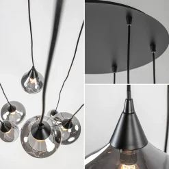 Hanglamp Cambio 6L zwart + smoke glas mix><noscript><img width=