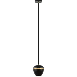 Hanglamp Claire 1L zwart/matgoud>Straluma
