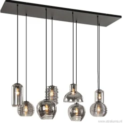 Hanglamp Fantasy 8L zwart + smoke glas mix>Straluma Discount
