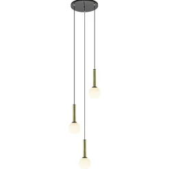 Hanglamp Globe 3L rond zwart/goud/wit>Straluma Hot