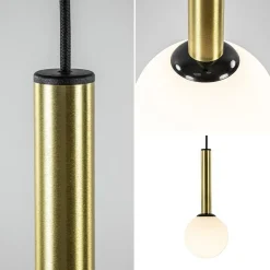 Hanglamp Globe 3L rond zwart/goud/wit><noscript><img width=