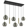 Hanglamp Globe 8L 6x glas/2xbuis goud>Straluma Clearance