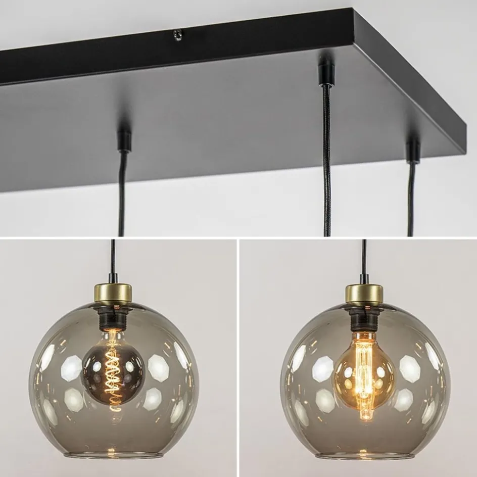 Hanglamp Globe 8L 6x glas/2xbuis goud>Straluma Clearance