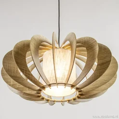 Hanglamp houten lamellen + kap 50cm><noscript><img width=