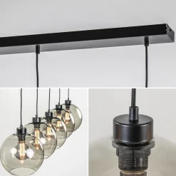 Hanglamp 5L balk + smoke glas 160cm><noscript><img width=