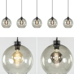 Hanglamp 5L balk + smoke glas 160cm><noscript><img width=