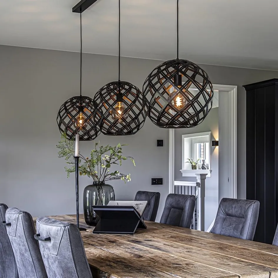 Hanglamp 3L balk bol zwart industrieel>Straluma Hot