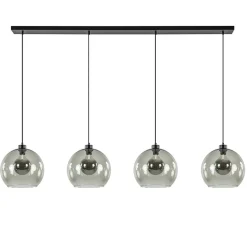 Hanglamp 4L balk zwart + smoke glas 30cm>Straluma Outlet