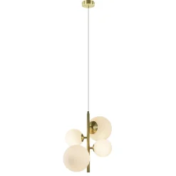 Hanglamp 4L brass met opaal bolglas>Straluma Hot