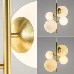 Hanglamp 4L brass met opaal bolglas><noscript><img width=